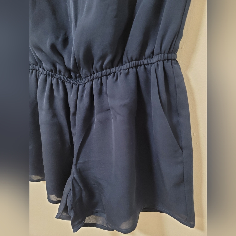 Revolve X Joie Romper Paola Blue Silk Crochet Trim Short Sleeve Slouchy Fit XXS - Picture 9 of 16